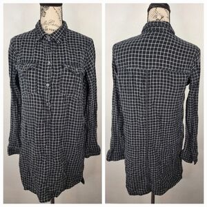 Abercrombie and fitch Medium Flannel Shirtdress Black Plaid Popover